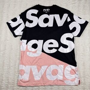 Another Hype Piece Savage Graphic T Shirt Mens Large Black Pink Cotton